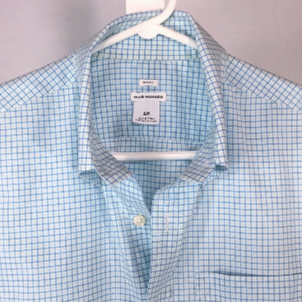Club Monaco Light Blue Mini Check Shirt